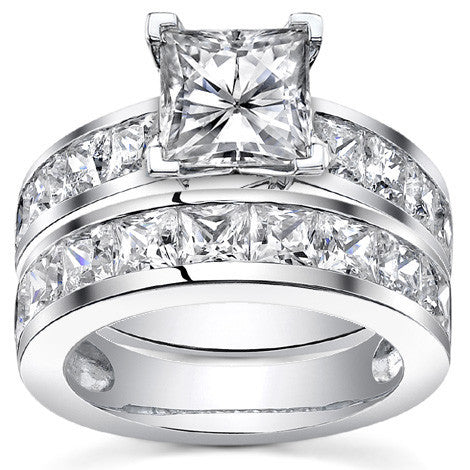 Channel Set Princess cut Moissanite Engagement Ring 2.2ct