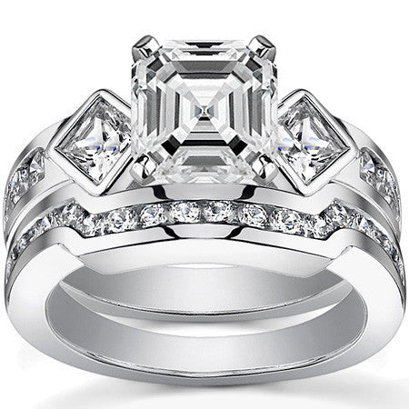 Square & Round Brilliant Moissanite Engagement Ring Setting 0.92ct