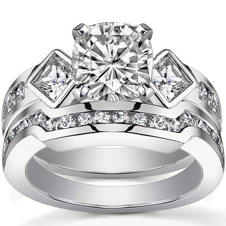 Square & Round Brilliant Moissanite Engagement Ring Setting 0.92ct