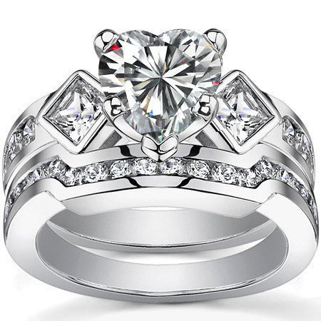 Square & Round Brilliant Moissanite Engagement Ring Setting 0.92ct