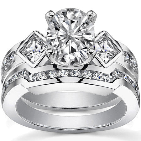 Square & Round Brilliant Moissanite Engagement Ring Setting 0.92ct