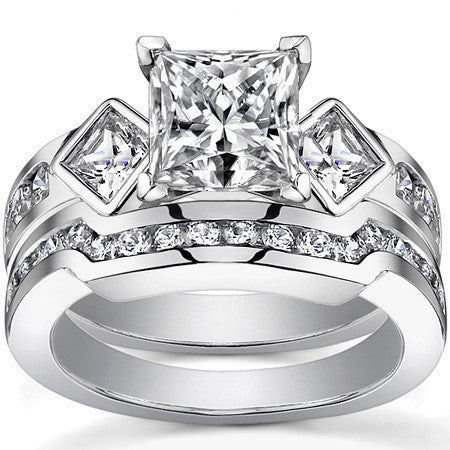 Square & Round Brilliant Moissanite Engagement Ring Setting 0.92ct