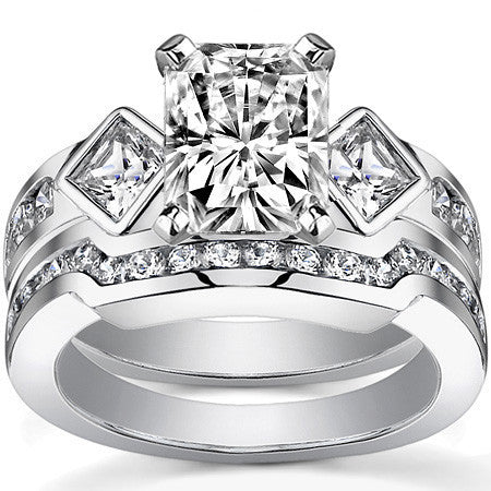 Square & Round Brilliant Moissanite Engagement Ring Setting 0.92ct