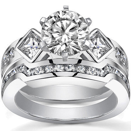 Square & Round Brilliant Moissanite Engagement Ring Setting 0.92ct