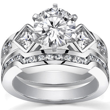 Square & Round Brilliant Moissanite Engagement Ring Setting 0.92ct