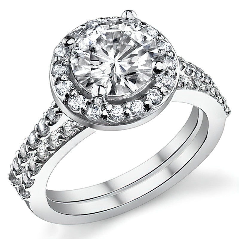 Embrace Round Halo Moissanite Engagement Ring