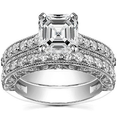 Round Brilliant Moissanite Antique Engagement Ring Setting