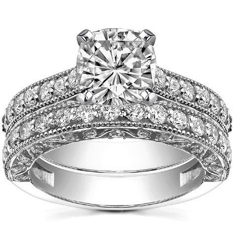 Round Brilliant Moissanite Antique Engagement Ring Setting