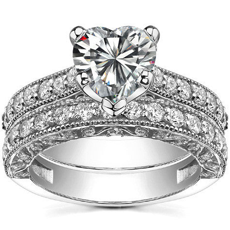 Round Brilliant Moissanite Antique Engagement Ring Setting