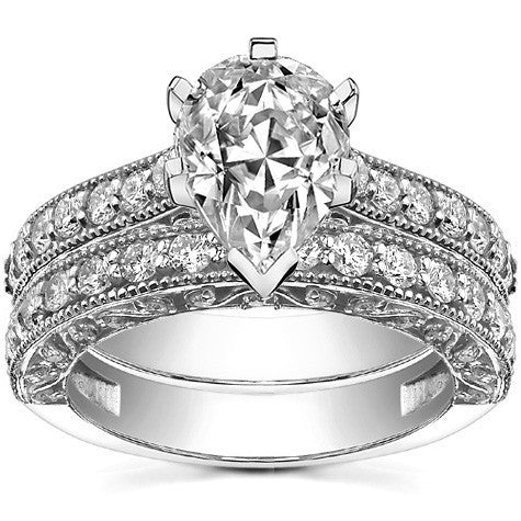 Round Brilliant Moissanite Antique Engagement Ring Setting