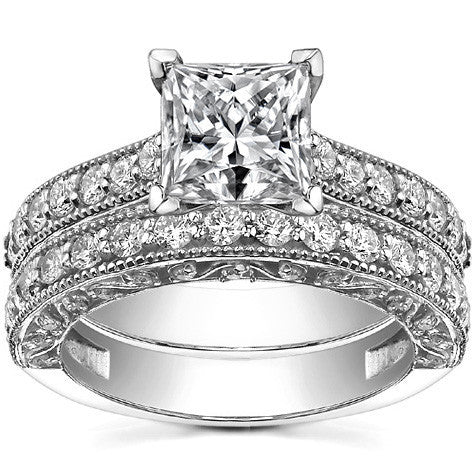 Round Brilliant Moissanite Antique Engagement Ring Setting