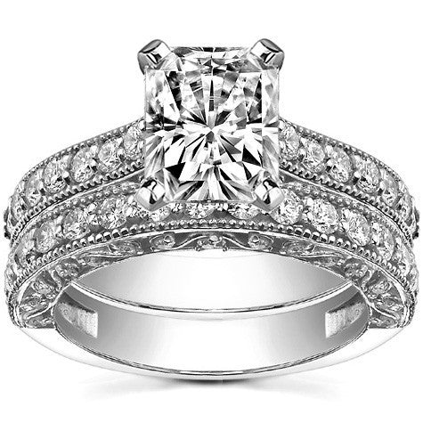 Round Brilliant Moissanite Antique Engagement Ring Setting