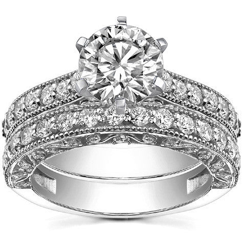 Round Brilliant Moissanite Antique Engagement Ring Setting