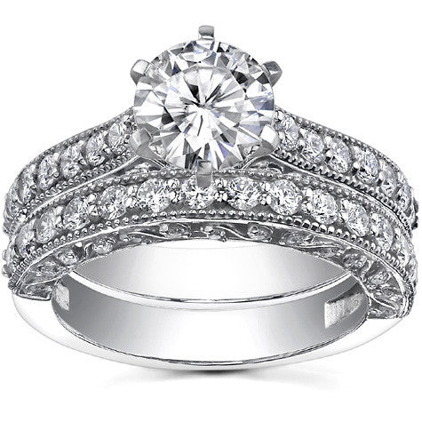 Round Brilliant Moissanite Antique Engagement Ring Setting