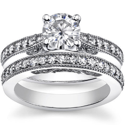 Round or Cushion Antique Style Moissanite Engagement Ring