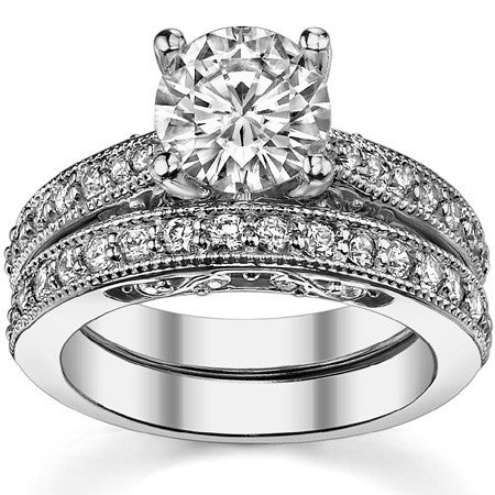 Round or Cushion Antique Style Moissanite Engagement Ring