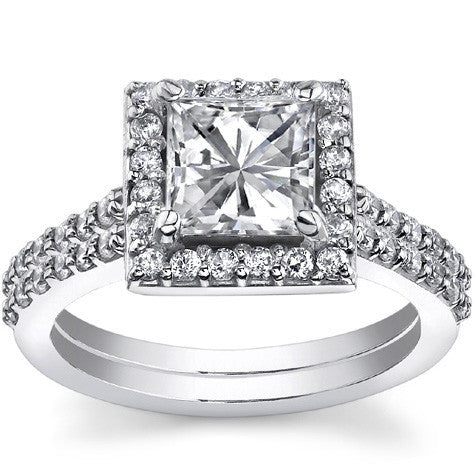 Princess Halo Moissanite Engagement Ring