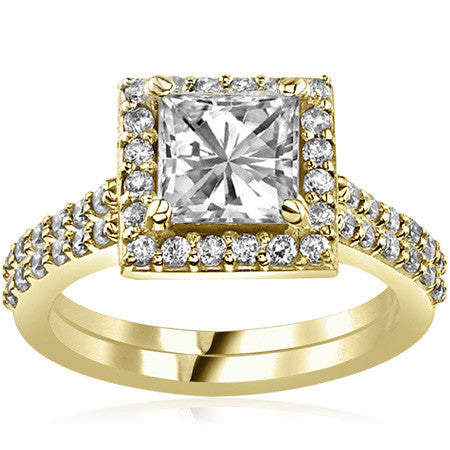 Princess Halo Moissanite Engagement Ring