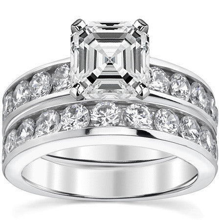 Round Brilliant Moissanite Channel-Set Engagement Ring (1ct, 3mm)