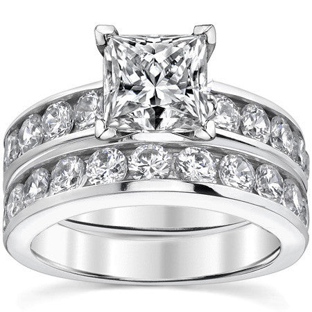 Round Brilliant Moissanite Channel-Set Engagement Ring (1ct, 3mm)