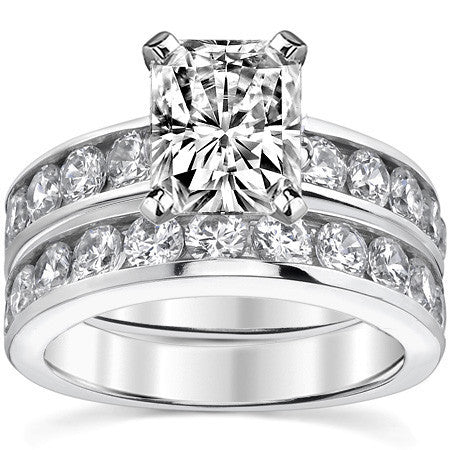 Round Brilliant Moissanite Channel-Set Engagement Ring (1ct, 3mm)