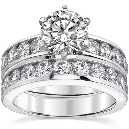 Round Brilliant Moissanite Channel-Set Engagement Ring (1ct, 3mm)