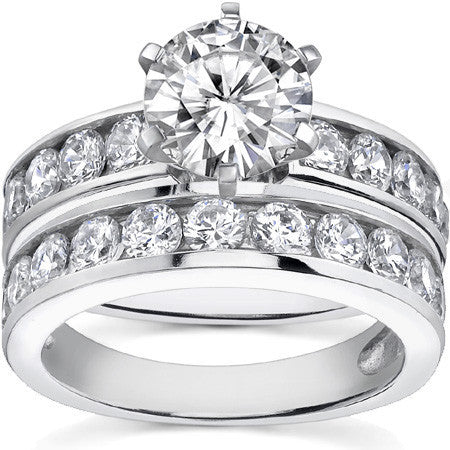 Round Brilliant Moissanite Channel-Set Engagement Ring (1ct, 3mm)