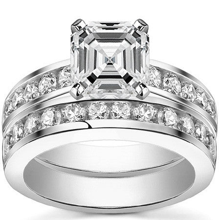 Round Brilliant Moissanite Channel-Set Engagement Ring (0.6ct, 2.5mm)