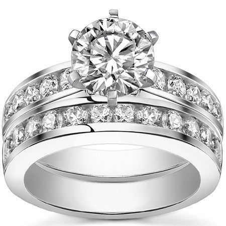 Round Brilliant Moissanite Channel-Set Engagement Ring (0.6ct, 2.5mm)