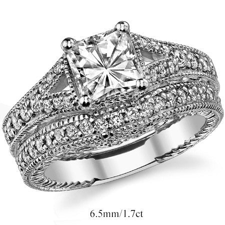 Antique Split Shank Princess cut Moissanite Engagement Ring