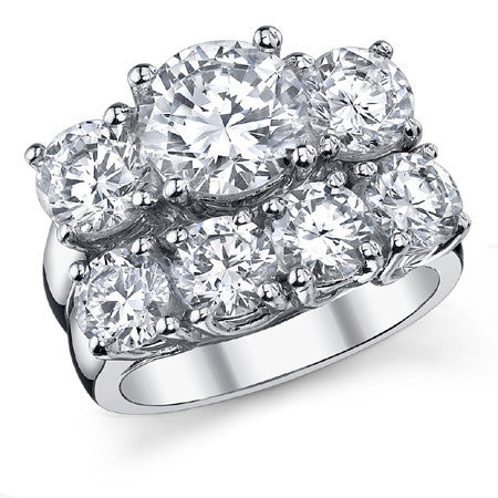 3.5ct (8.0/6.0mm) Round Brilliant Moissanite Trellis 3 Stone Ring