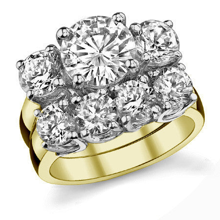3.0ct (8.0/5.0mm) Round Brilliant Moissanite Trellis 3 Stone Ring
