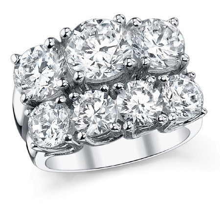 3.5ct (7.5/6.5mm) Round Brilliant Moissanite Trellis 3 Stone Ring
