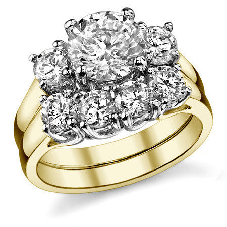 1.75ct (7mm/4mm) Round Brilliant Moissanite Trellis 3 Stone Ring
