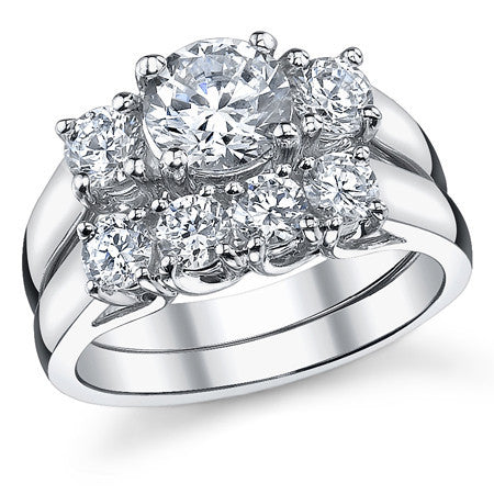 1.5ct (6.5/4.0mm) Round Brilliant Moissanite Trellis 3 Stone Ring