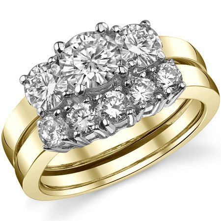 1.4ct (6mm,4.5mm) Round Brilliant Moissanite Three Stone Ring