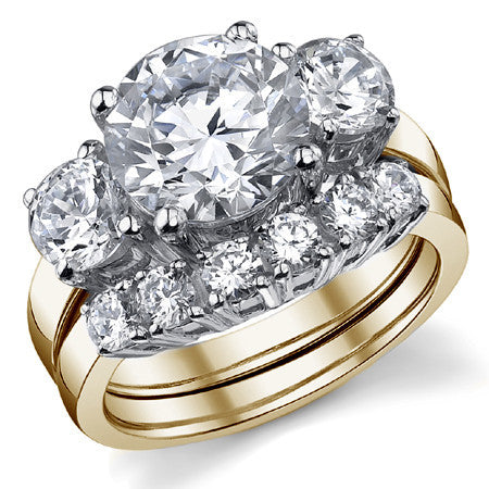 4.5ct (9.5mm,5mm) Round Brilliant Moissanite Three Stone Ring
