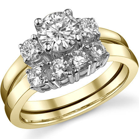 0.95ct (6mm,3mm) Round Brilliant Moissanite Three Stone Ring