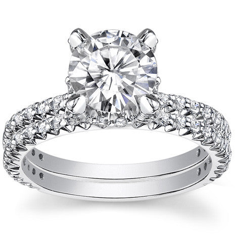 Round Pave Style Moissanite Engagement Ring