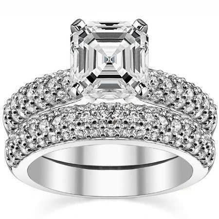 Round Brilliant Moissanite Pave Style Engagement Ring
