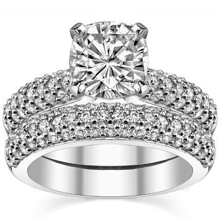 Round Brilliant Moissanite Pave Style Engagement Ring