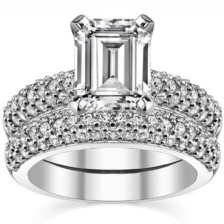 Round Brilliant Moissanite Pave Style Engagement Ring