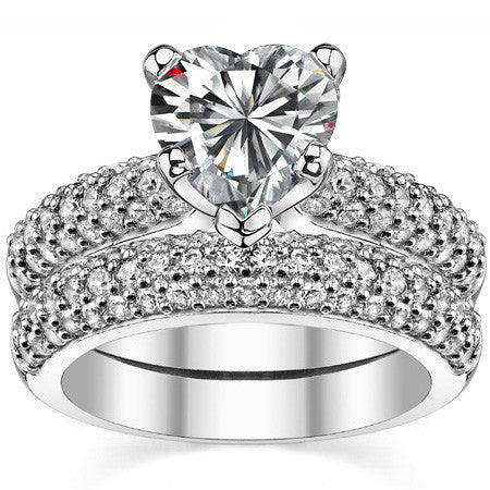 Round Brilliant Moissanite Pave Style Engagement Ring
