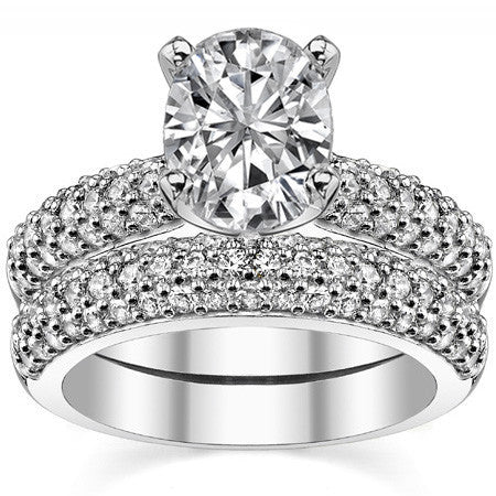 Round Brilliant Moissanite Pave Style Engagement Ring