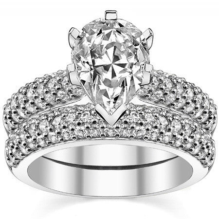 Round Brilliant Moissanite Pave Style Engagement Ring