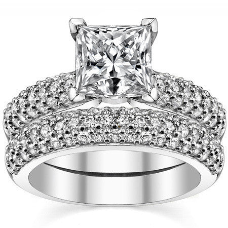 Round Brilliant Moissanite Pave Style Engagement Ring