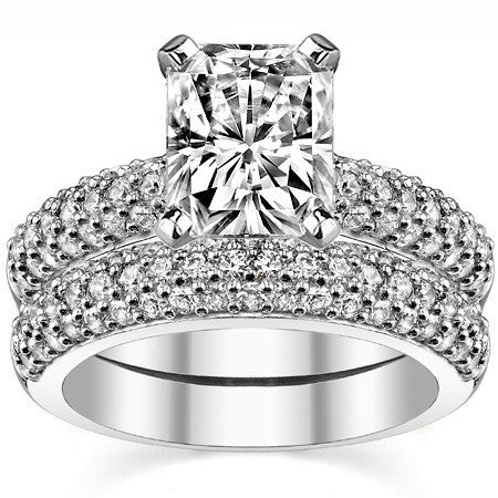 Round Brilliant Moissanite Pave Style Engagement Ring