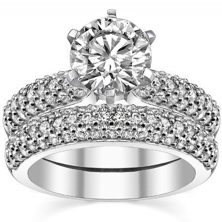 Round Brilliant Moissanite Pave Style Engagement Ring