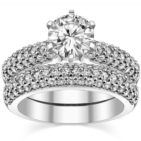 Round Brilliant Moissanite Pave Style Engagement Ring