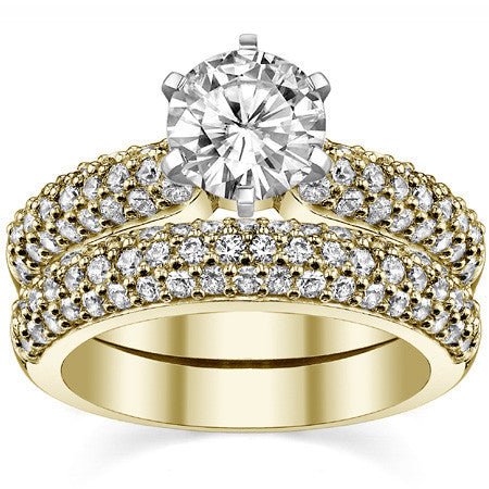 Round Brilliant Moissanite Pave Style Engagement Ring